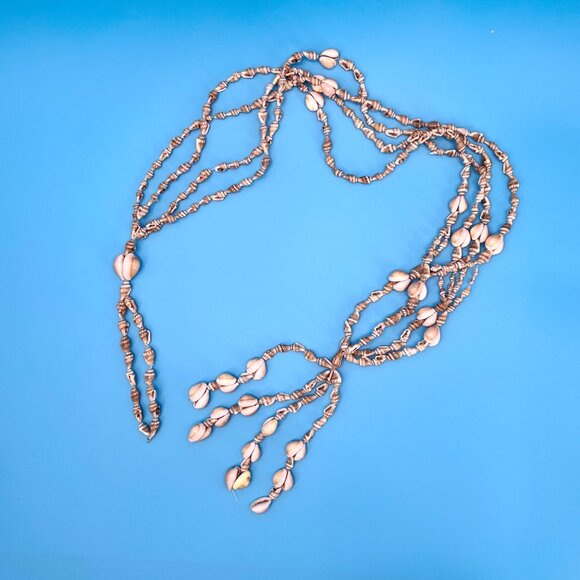 VINTAGE BOHO SEASHELL BEADED HANGING PLANTER (POT NOT INCLUDED) - Picture 3 of 5